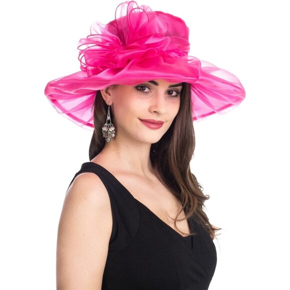 Women's Organza Church Kentucky Derby Fascinator Bridal Tea Party Wedding Hat - Picture 4 of 4